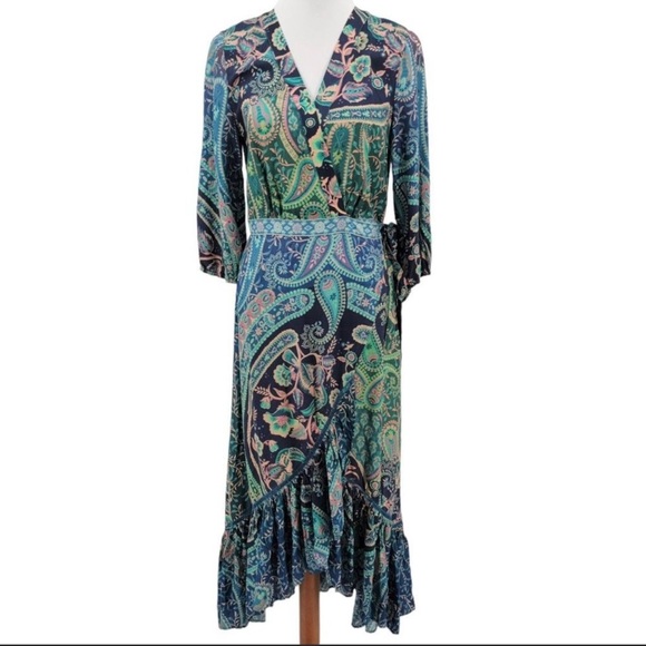 NWT FARM RIO ANTHROPOLOGIE WRAP MIDI DRESS - Picture 2 of 16